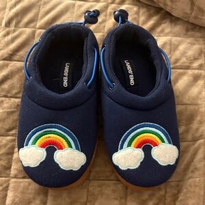 Lands' End Navy Kids Slip-On Shoes with Rainbow Patch